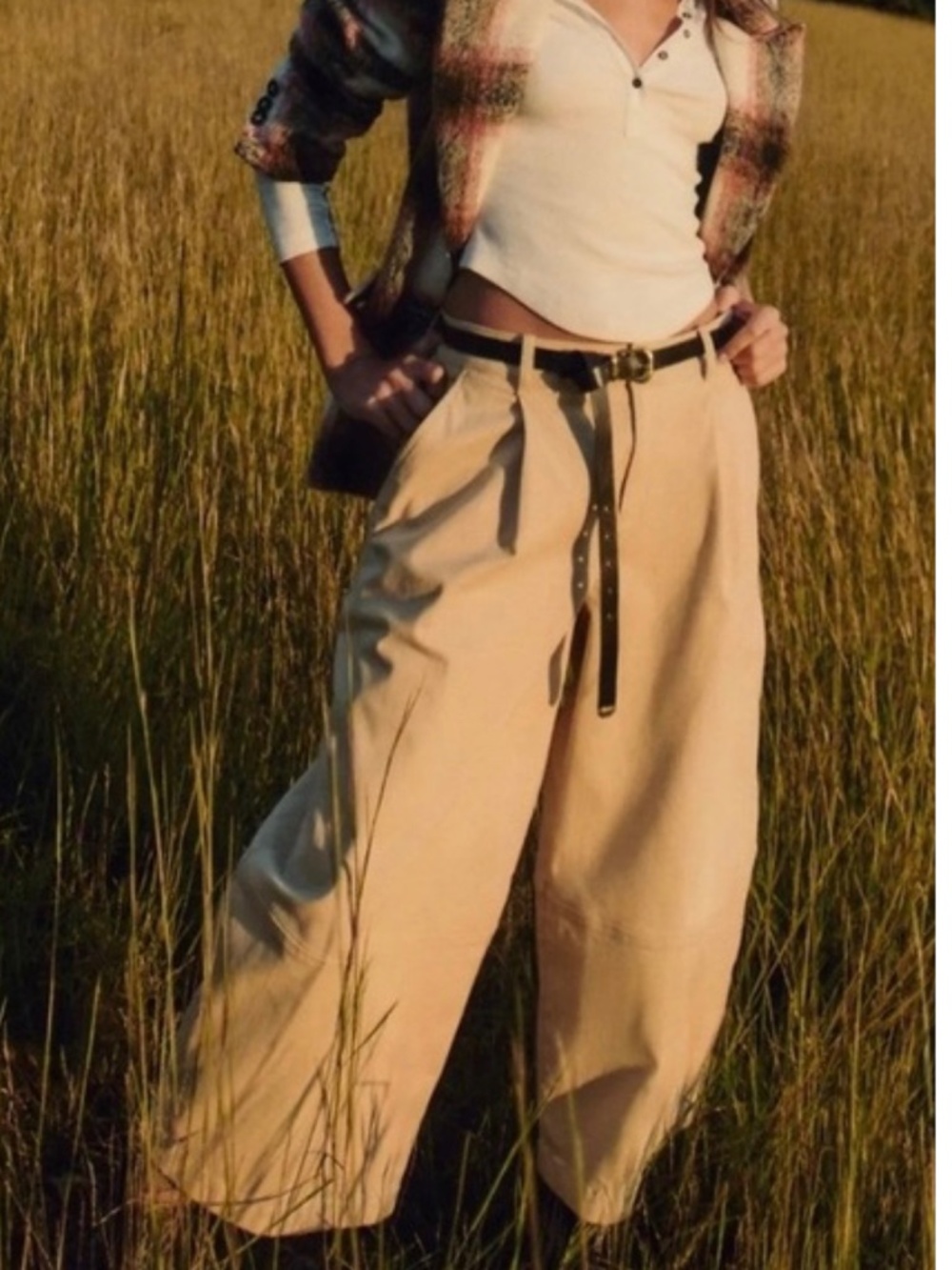 Anthropologie NWT Maeve Pleated Barrel-Leg Chino Pant Cotton Size 4 Sand color